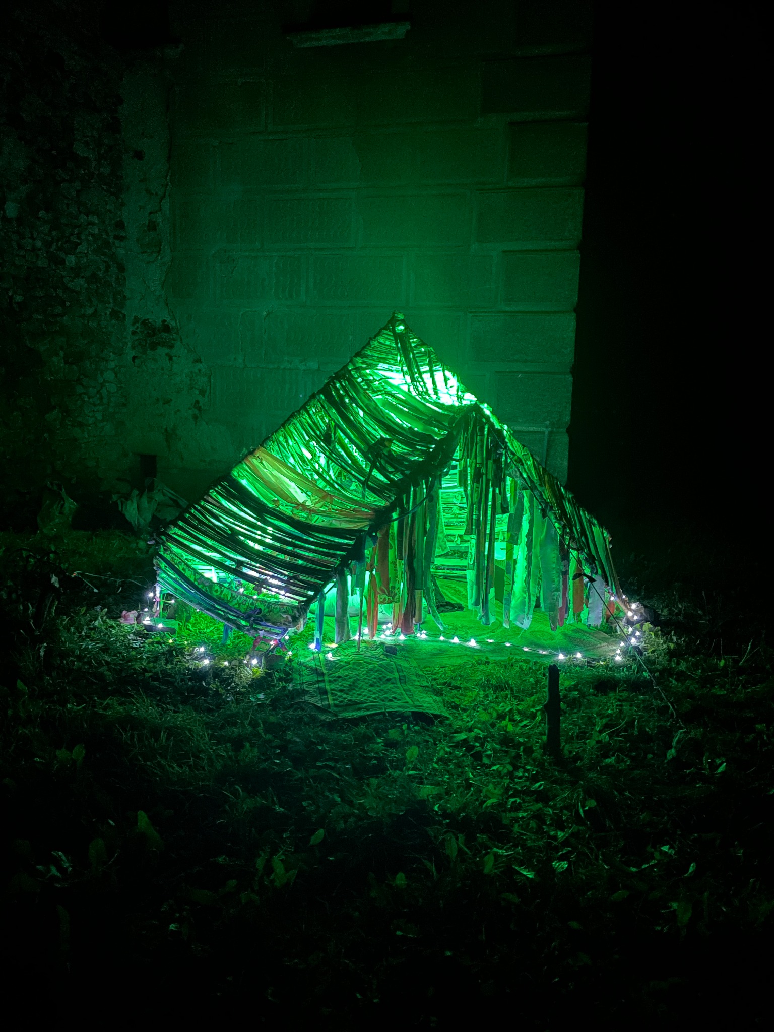 Illuminated sound station at night
