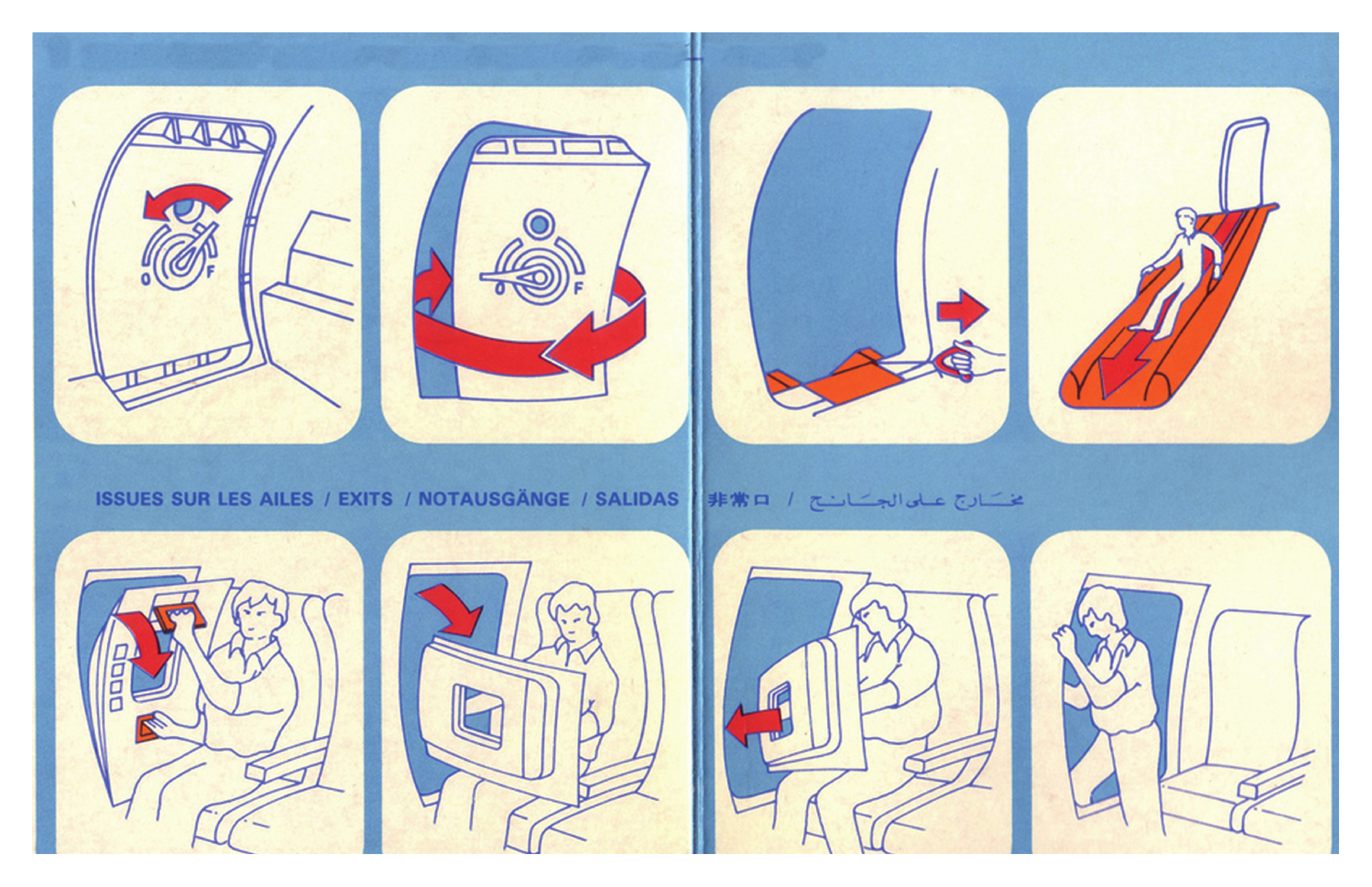Illustrated Landing Songs cassette design with aircraft safety diagrams